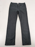 Yessica black straight jeans with classic dark wash and stretch denim material.