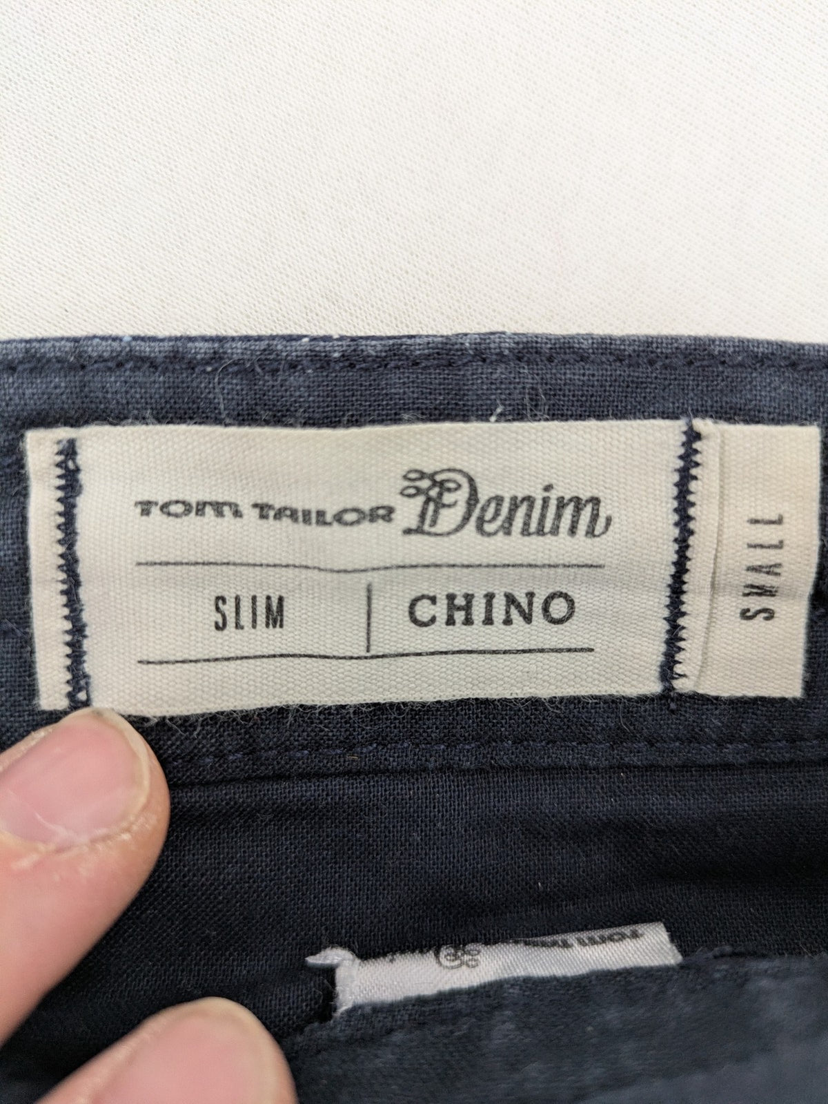 Tom Tailor Denim blue chino shorts slim fit adjustable drawstring cotton microdot pattern