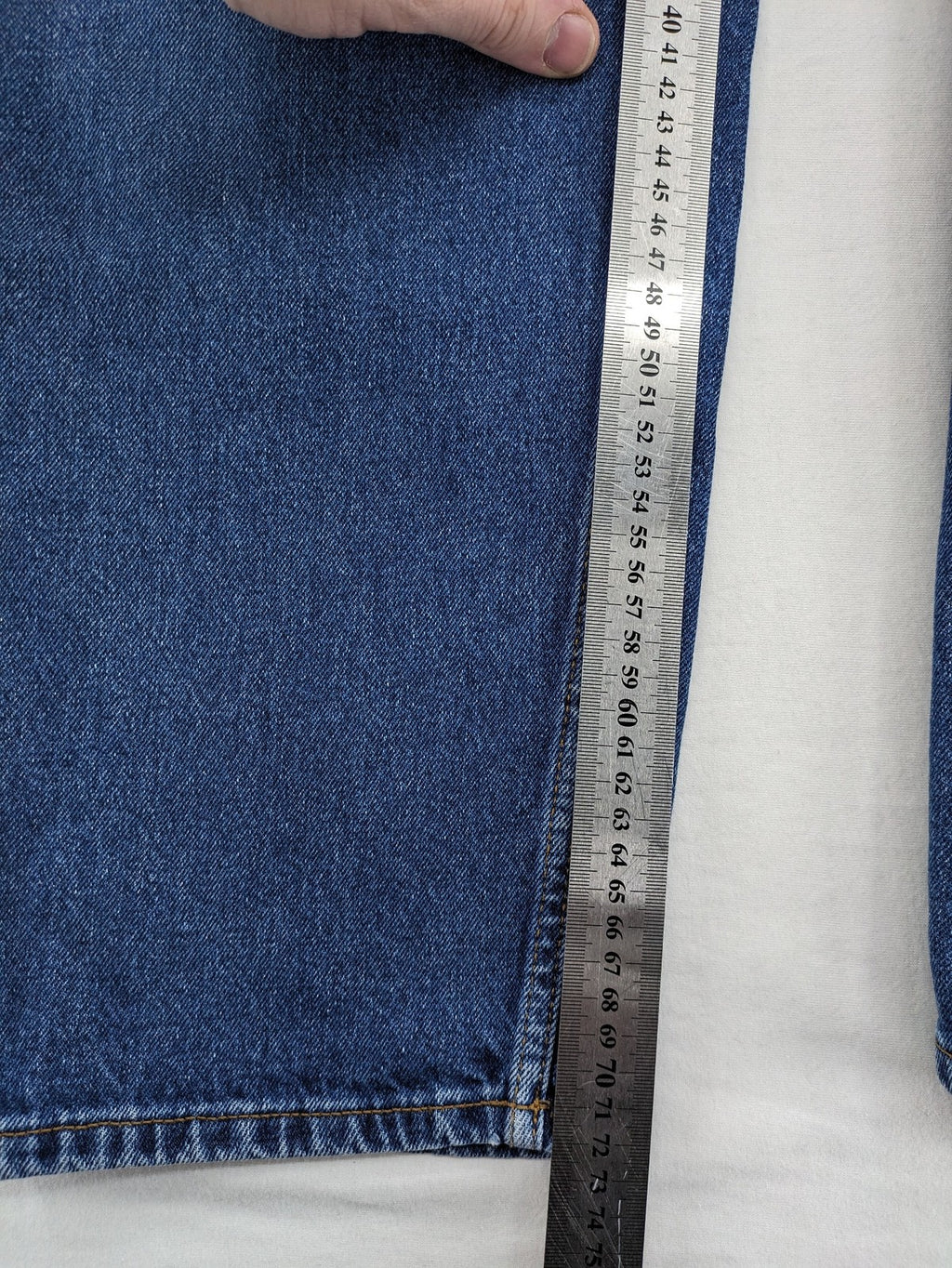 COS blue straight jeans relaxed fit high waist button fly 100% cotton denim.