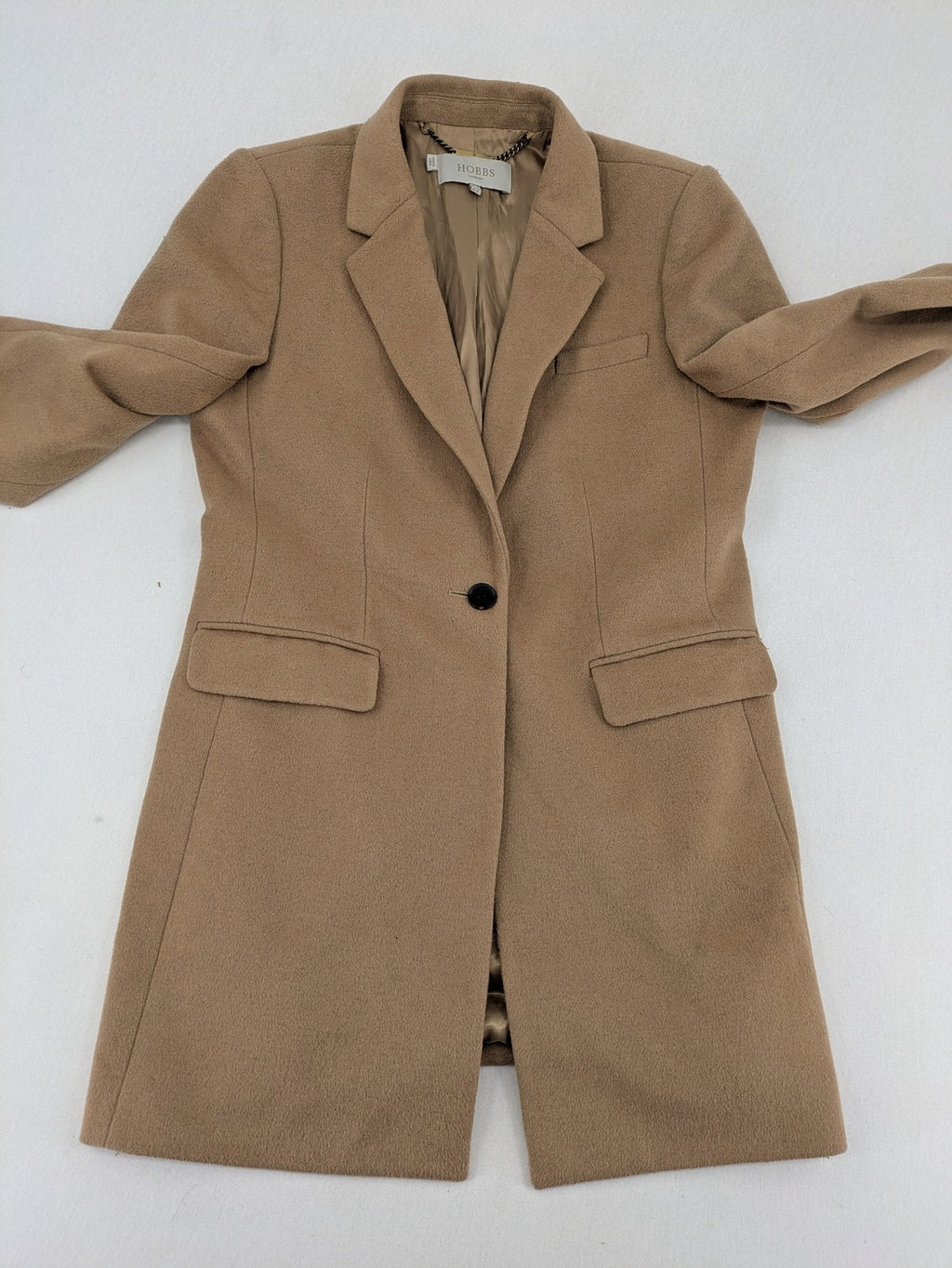 Hobbs London beige wool blend jacket single-breasted tailored fit with original buttons.