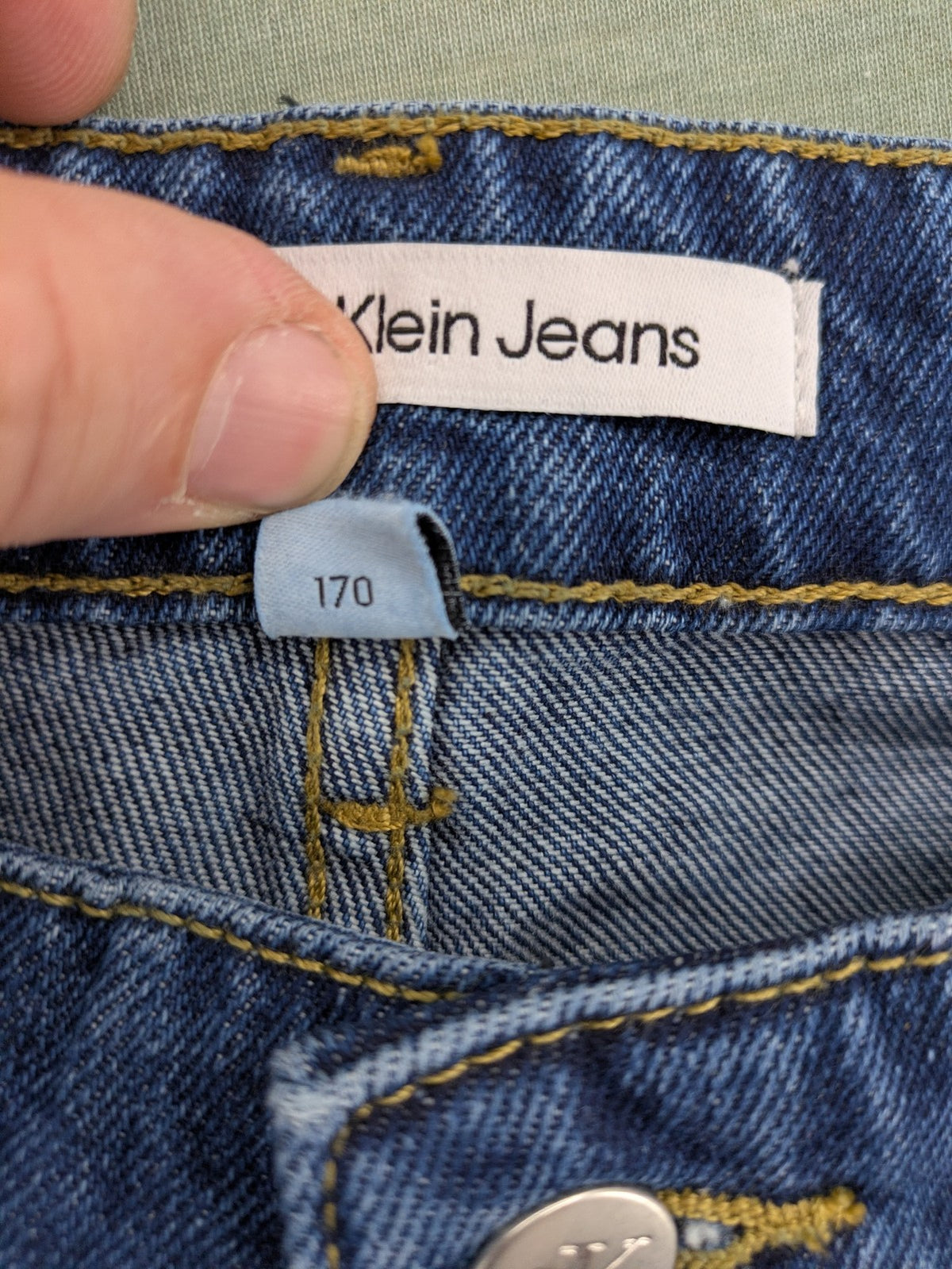 Calvin Klein Jeans blue straight jeans classic five-pocket design adjustable waistband 100% cotton