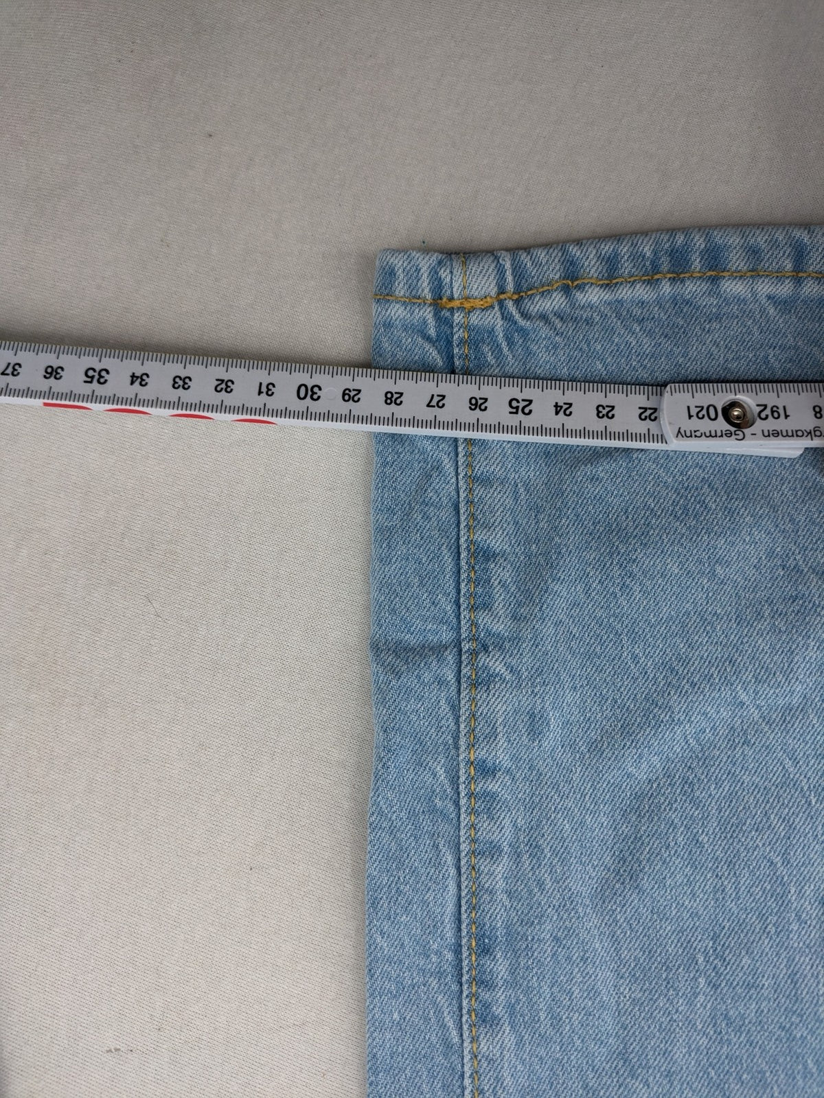 C&A blue wide leg jeans, classic five-pocket design, high rise denim, size EUR 44.