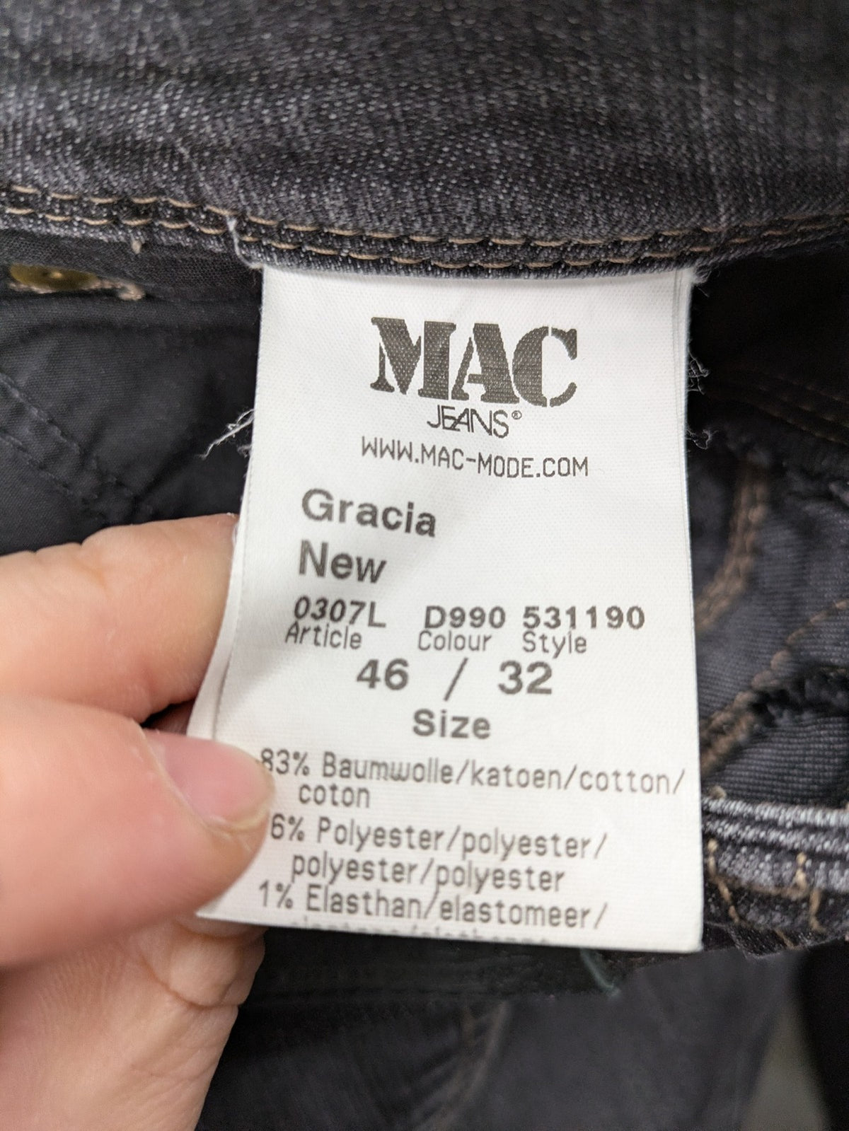 Gracia straight jeans dark grey five-pocket design stretch denim comfort fit
