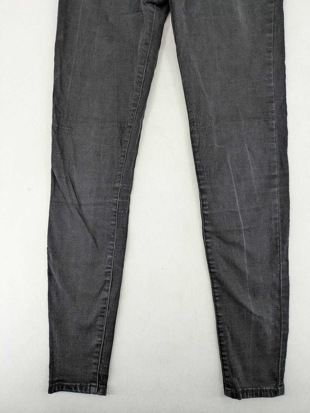 Denim & Co. black skinny jeans high waist stretch denim with washed finish.
