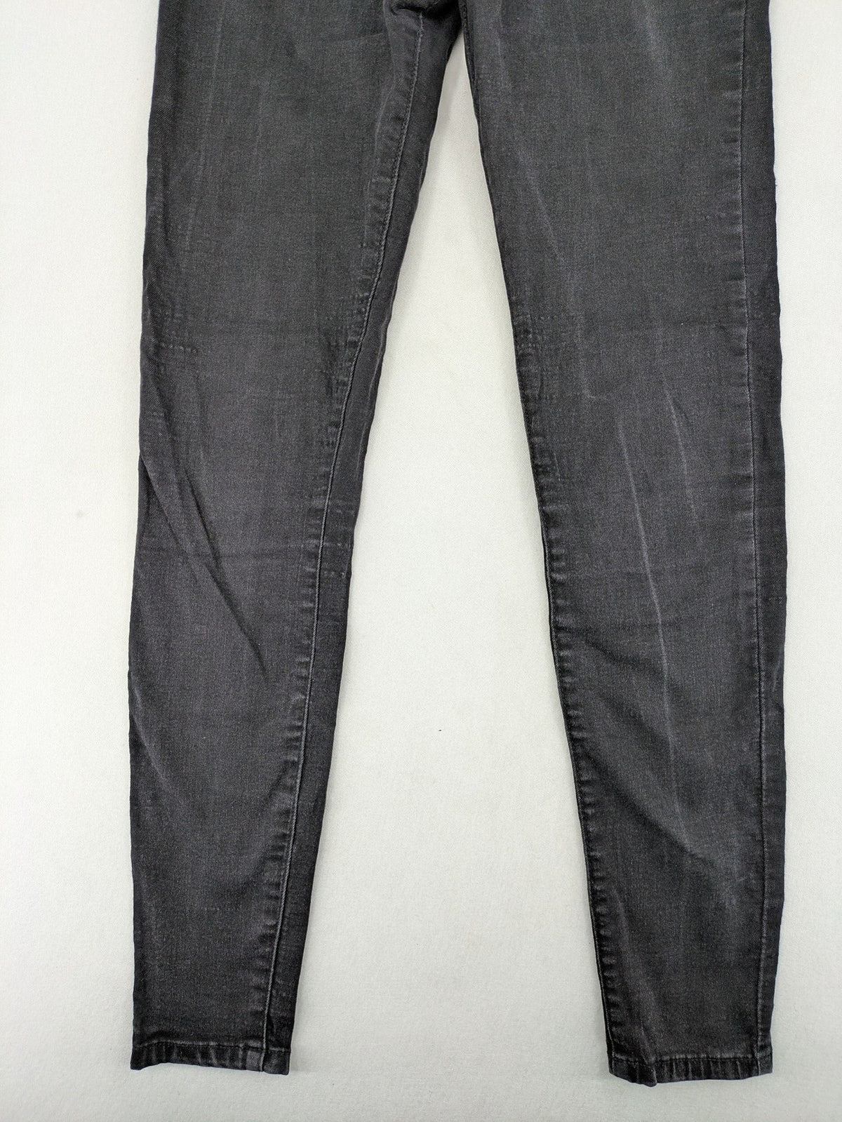Denim & Co. black skinny jeans high waist stretch denim with washed finish.
