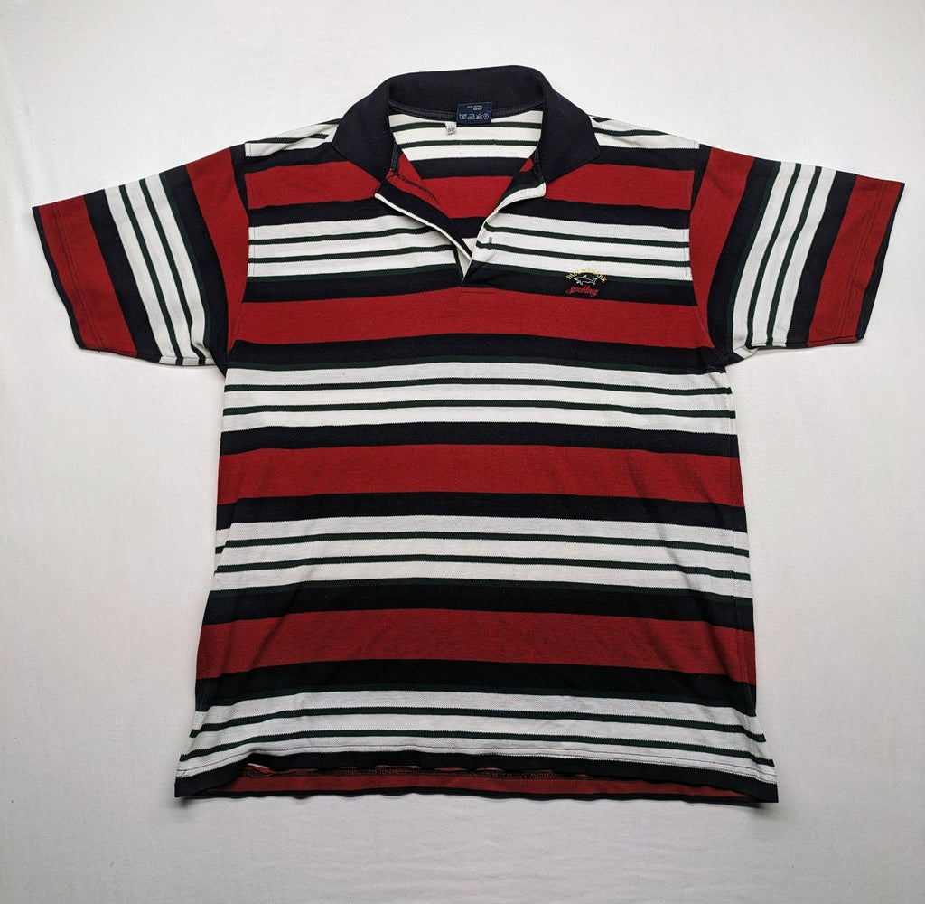 Paul & Shark Yachting striped polo shirt red navy white with embroidered logo on chest.