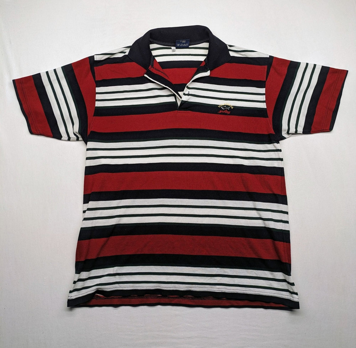 Paul & Shark Yachting striped polo shirt red navy white with embroidered logo on chest.