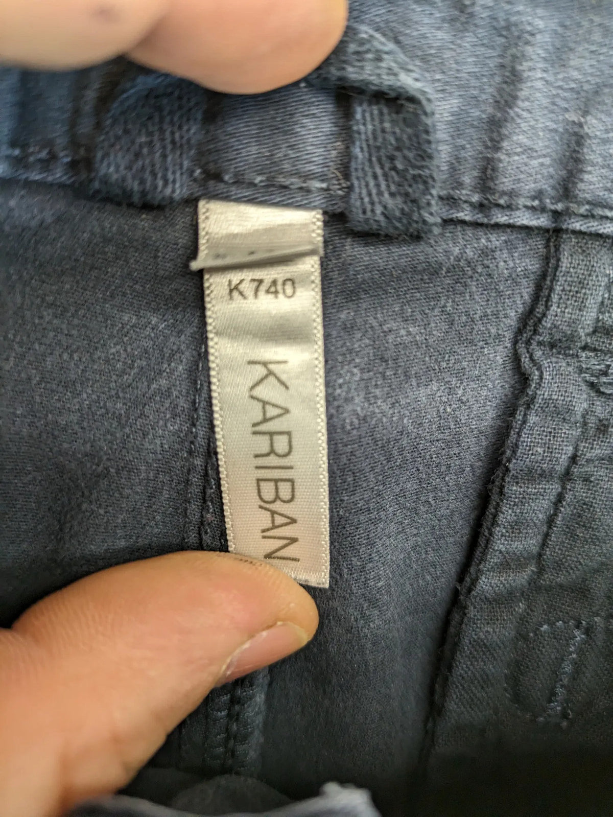 Kariban chino pants washed black cotton blend with front and back pockets.