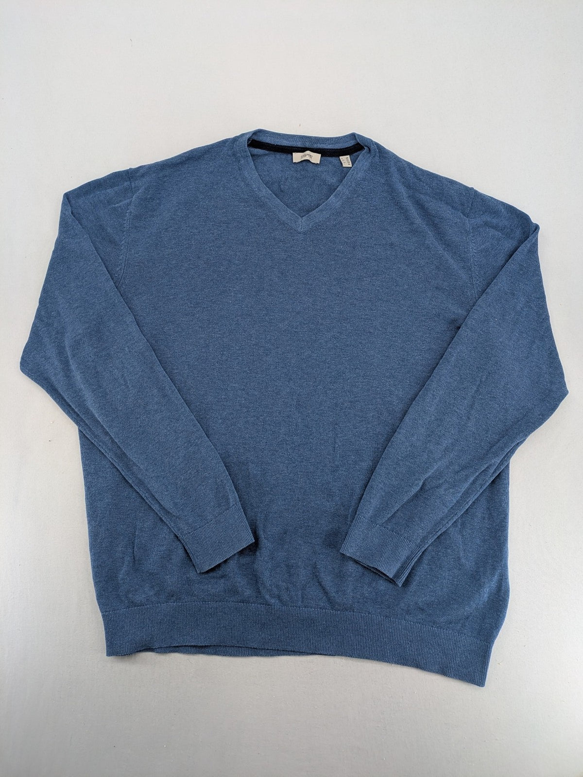 Esprit blue turtle neck jumper, V-neck, soft cotton, classic design.