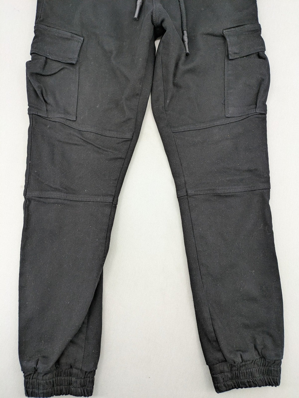 DEF black cargo jogging pants tapered leg elastic waistband multiple pockets