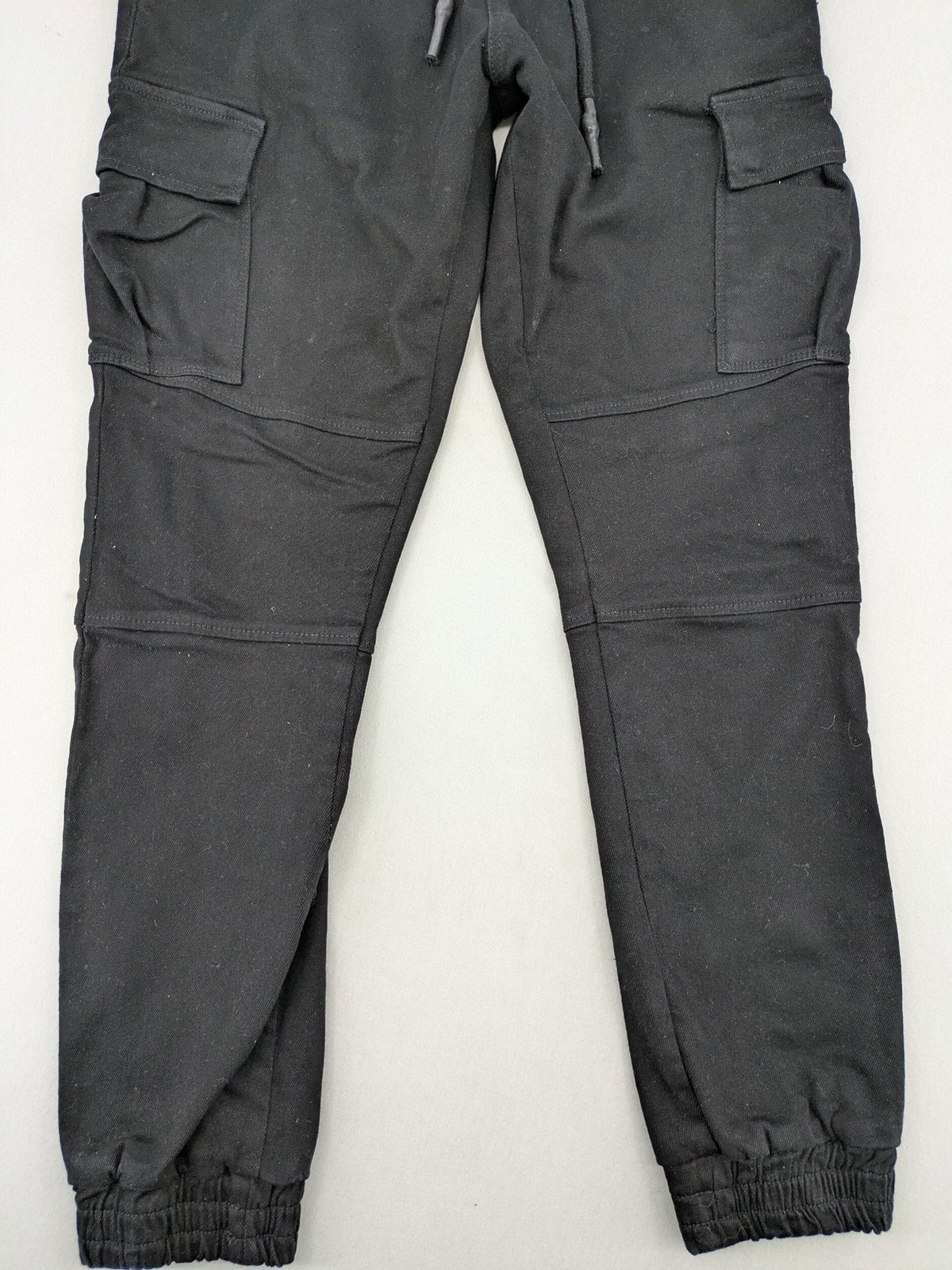 DEF black cargo jogging pants tapered leg elastic waistband multiple pockets