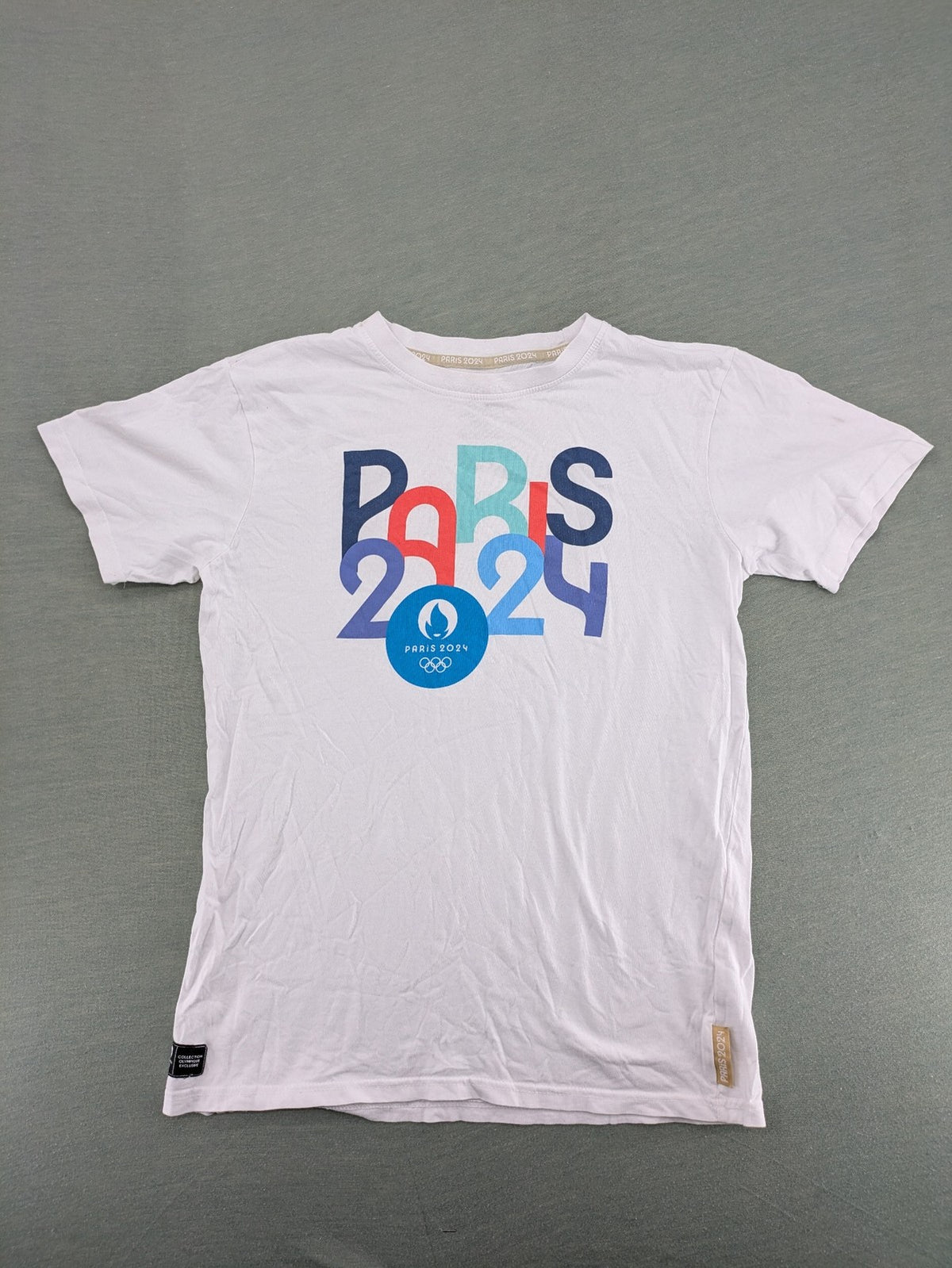 Paris 2024 casual kimono blue, red, white with bold graphic print and soft cotton material.