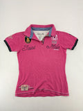 Geographical Norway pink polo shirt with embroidered Saint Malo design and Gingham trim.