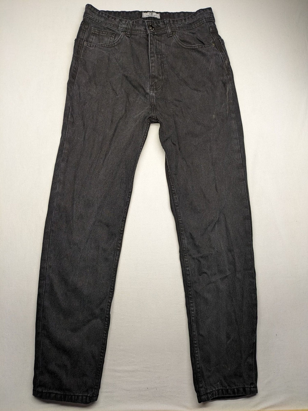 Don't Think Twice straight jeans black grey faded wash five-pocket design cotton denim