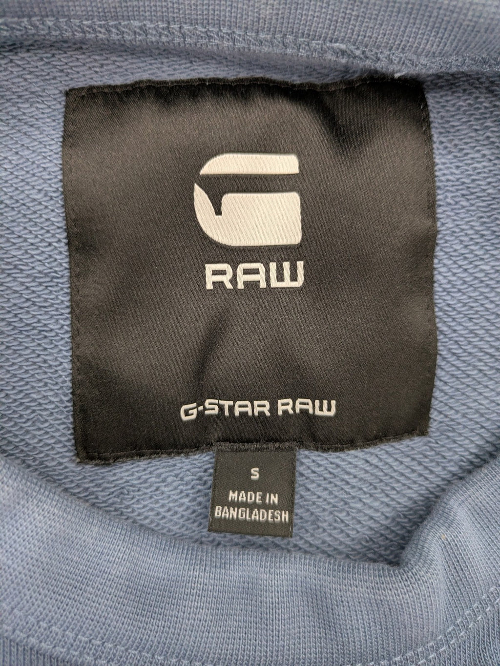 G-Star Raw blue turtle neck jumper with subtle logo on chest, made from organic cotton blend.