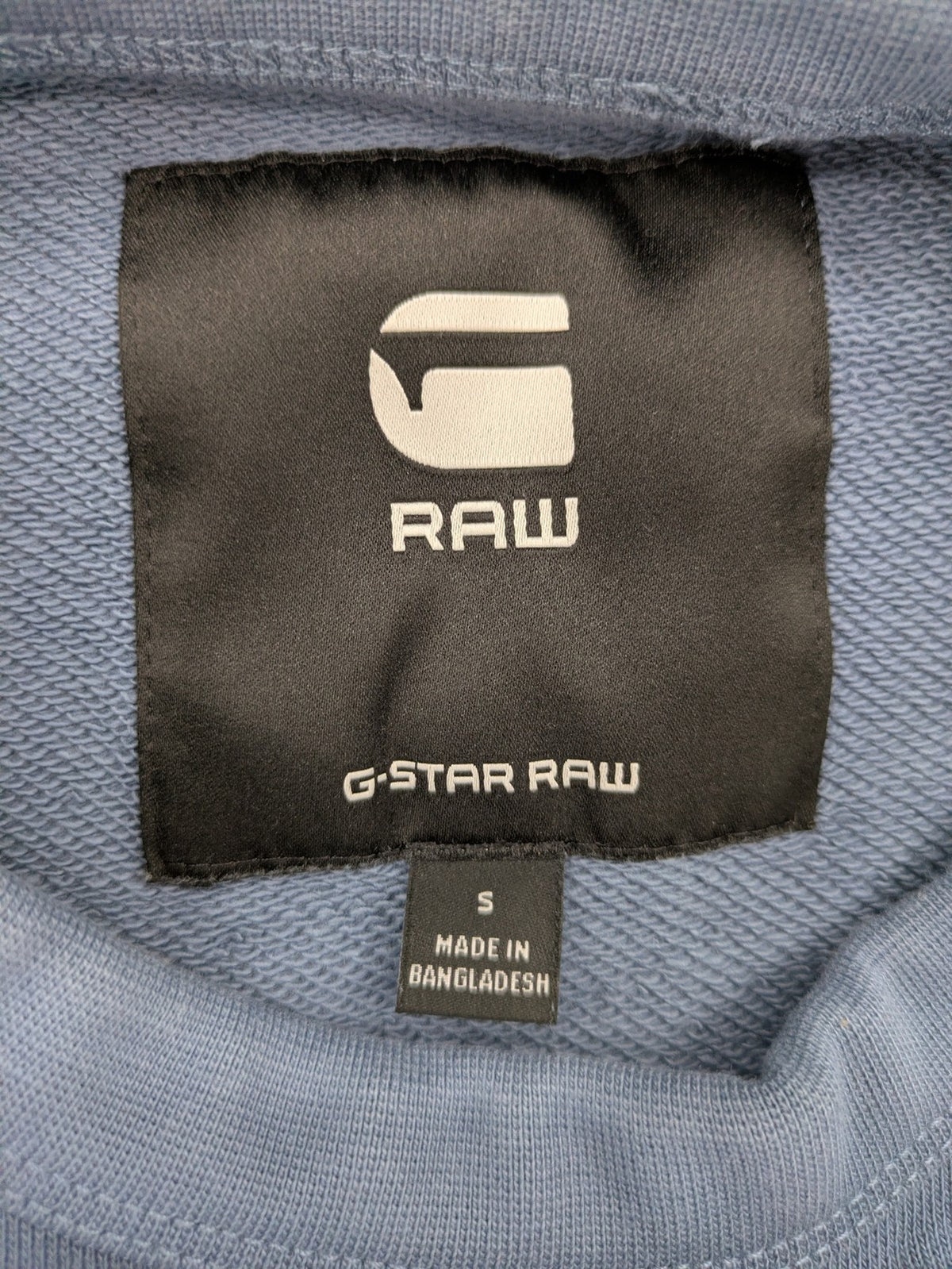 G-Star Raw blue turtle neck jumper with subtle logo on chest, made from organic cotton blend.