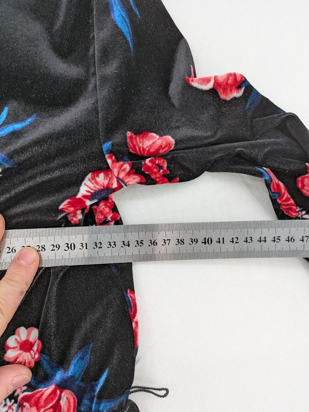 H&M Divided multi floral velvet dress V-neck bell sleeves soft stretch material