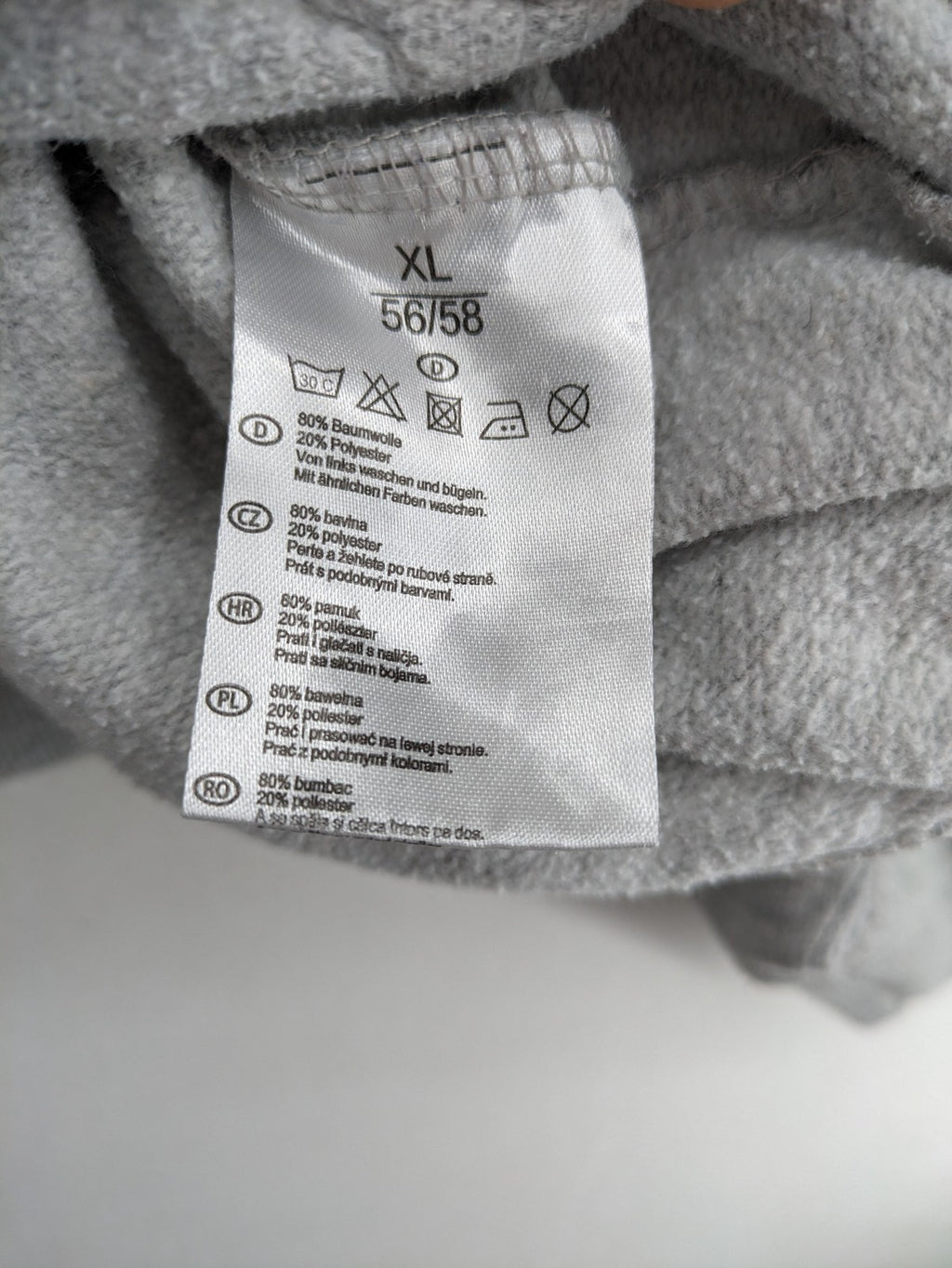 Uncle Sam grey hoodie with logo print, kangaroo pocket, and drawstring hood.