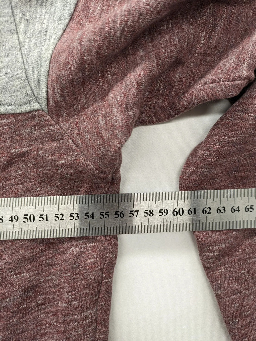 Bleed turtle neck jumper grey burgundy colorblock design with adjustable hood and kangaroo pocket.