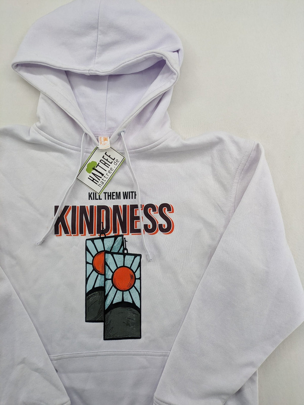 JHK unisex zip-through hoodie multi with "Kill Them With Kindness" print and anime graphic.