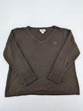 john baner brown turtle neck jumper soft knit with embroidered logo on chest