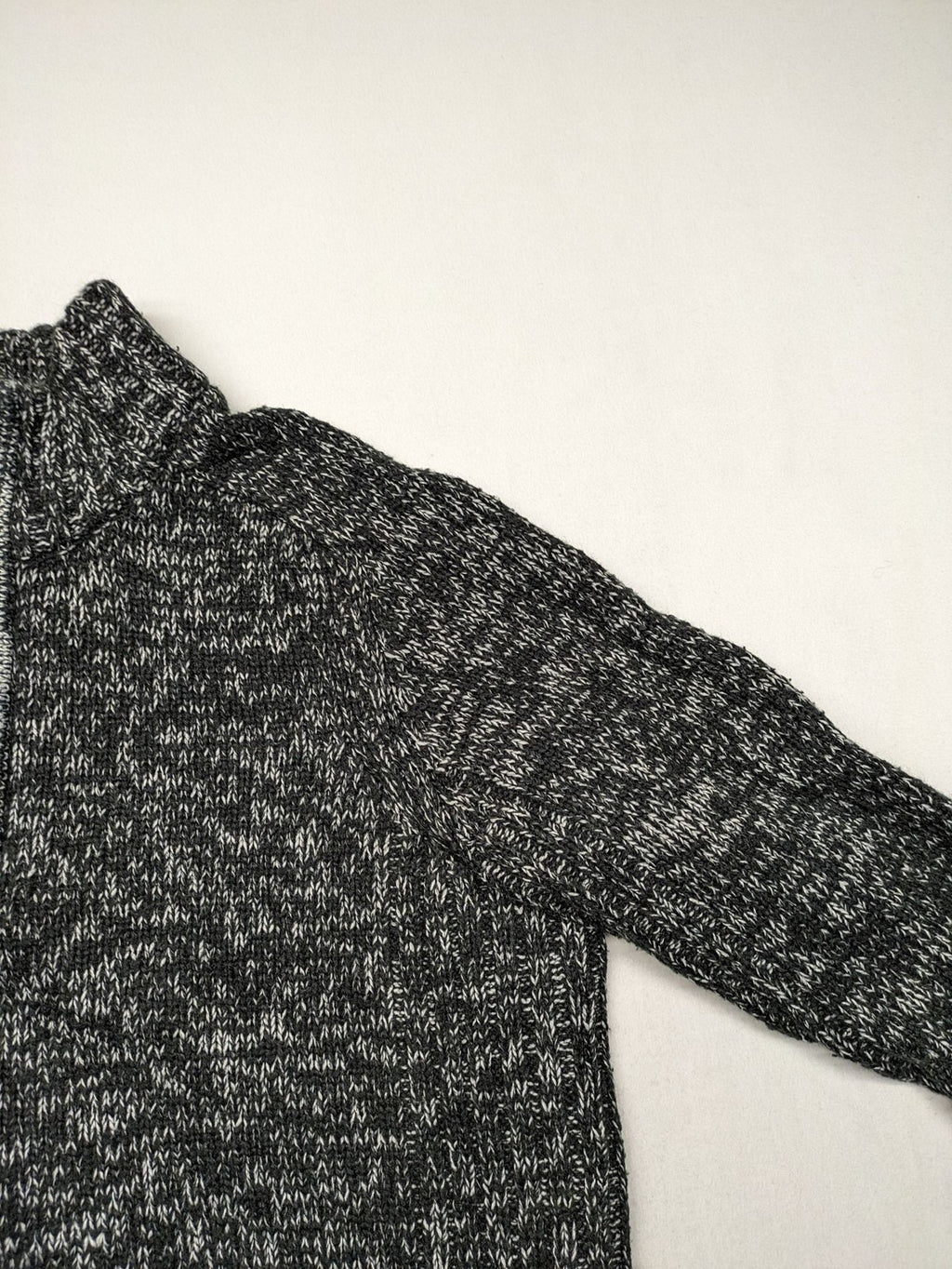 Kensington Eastside black grey quarter zip sweater textured knit with high collar.