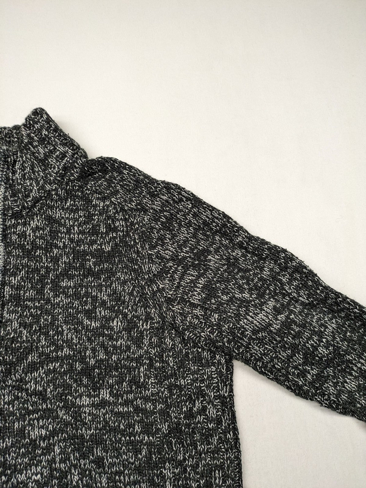 Kensington Eastside black grey quarter zip sweater textured knit with high collar.