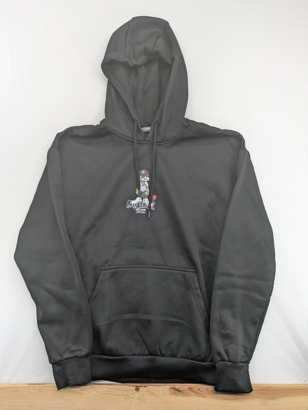 Kuima multi graphic hoodie black featuring large Bugs Bunny print and kangaroo pocket.