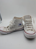 Converse Chuck Taylor All Star high top sneakers black canvas with red and white accents.