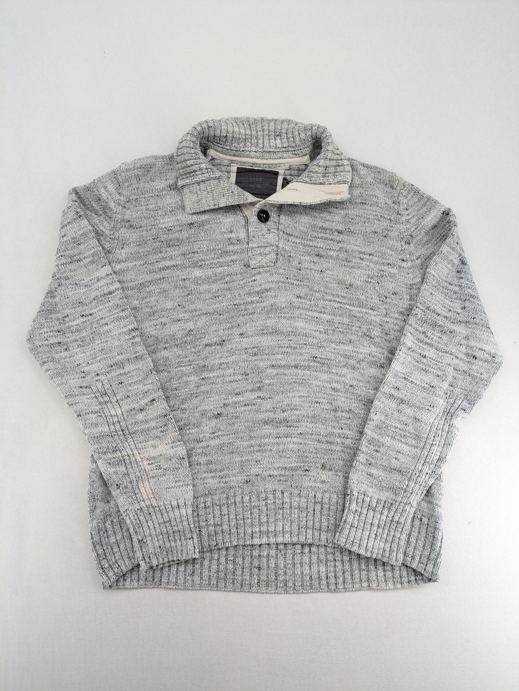 H&M L.O.G.G. grey turtle neck jumper with stylish shawl collar and textured knit.