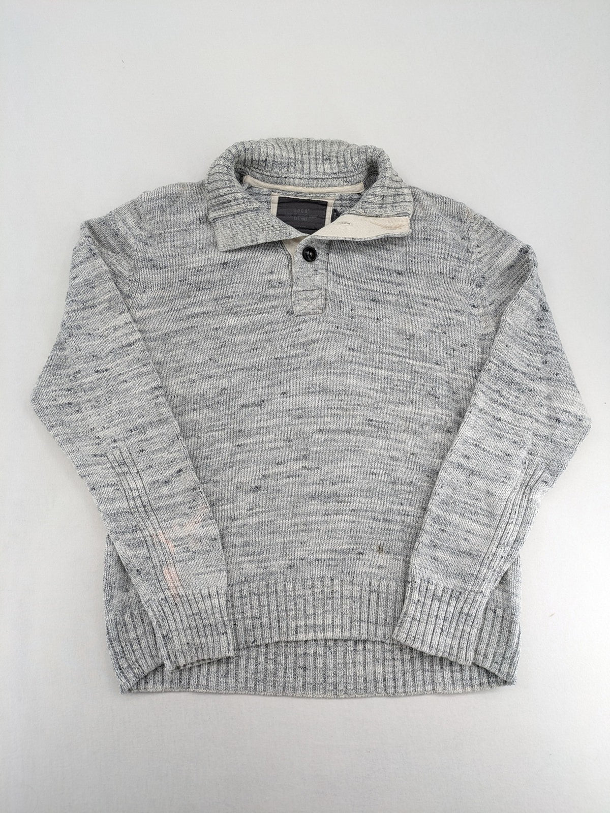 H&M L.O.G.G. grey turtle neck jumper with stylish shawl collar and textured knit.