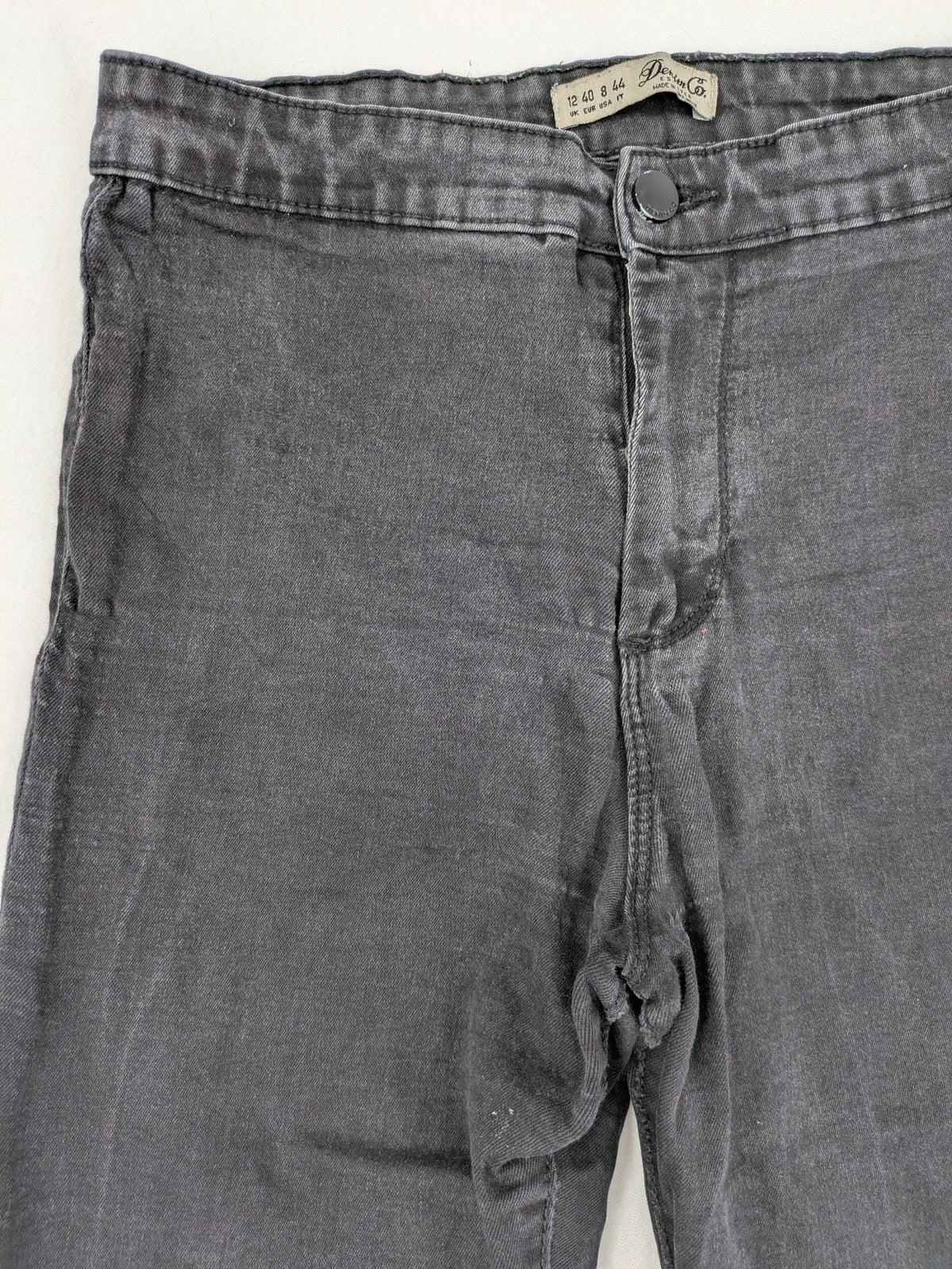Denim & Co. black skinny jeans high waist stretch denim with washed finish.
