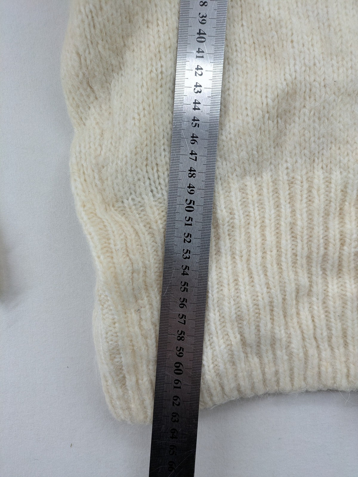 H&M beige turtle neck jumper soft alpaca blend off-shoulder design with wide collar.