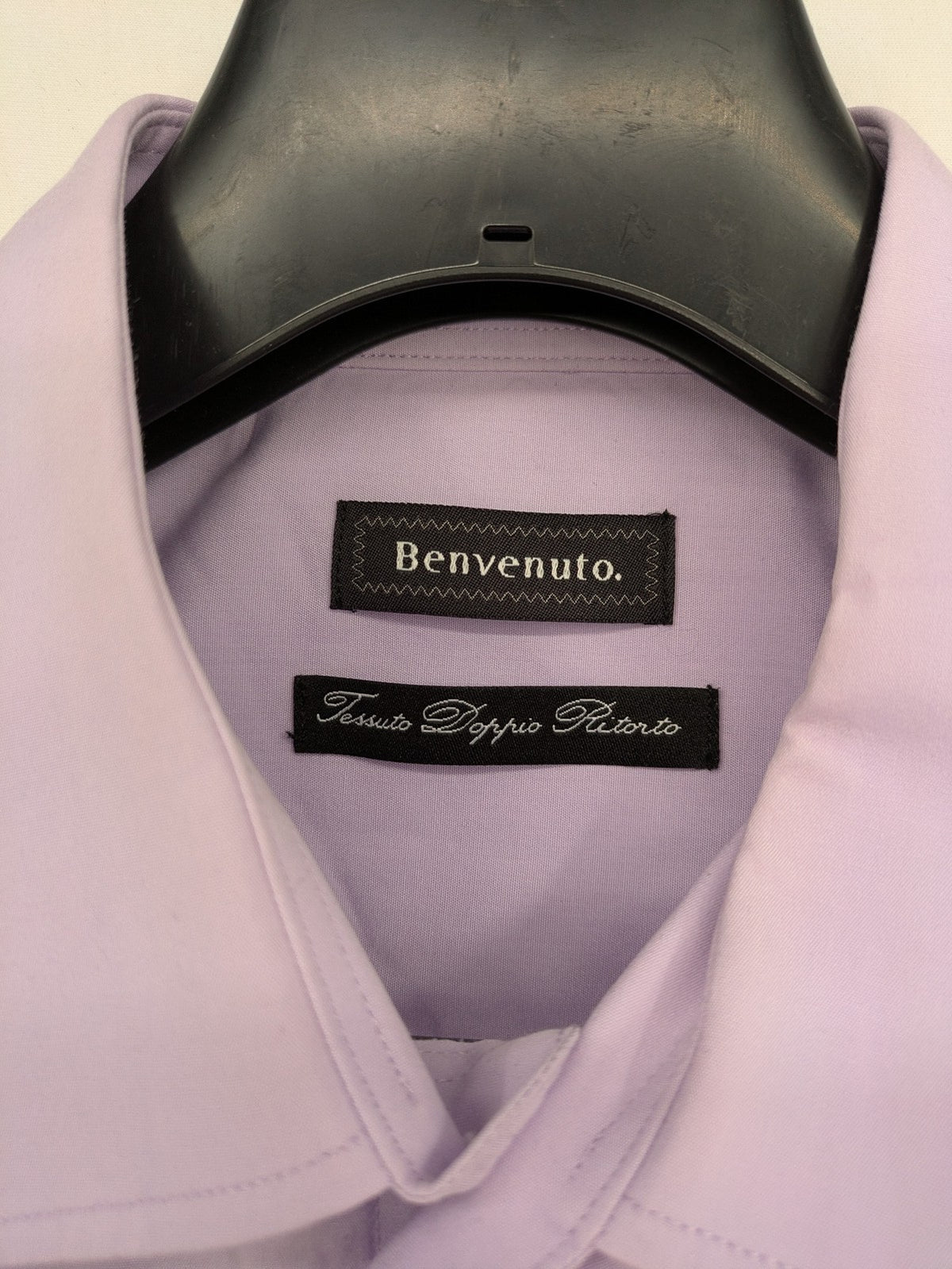 Benvenuto purple button-up shirt classic design single chest pocket Tessuto Doppio Ristorto
