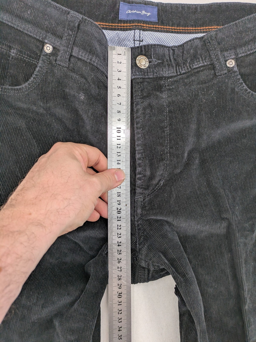 Christian Berg black cord pants straight fit 5-pocket design cotton blend