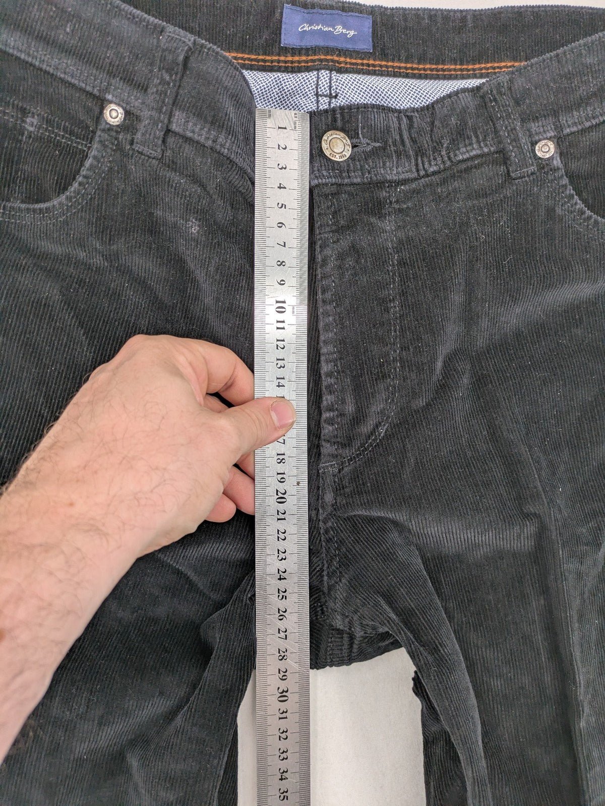Christian Berg black cord pants straight fit 5-pocket design cotton blend