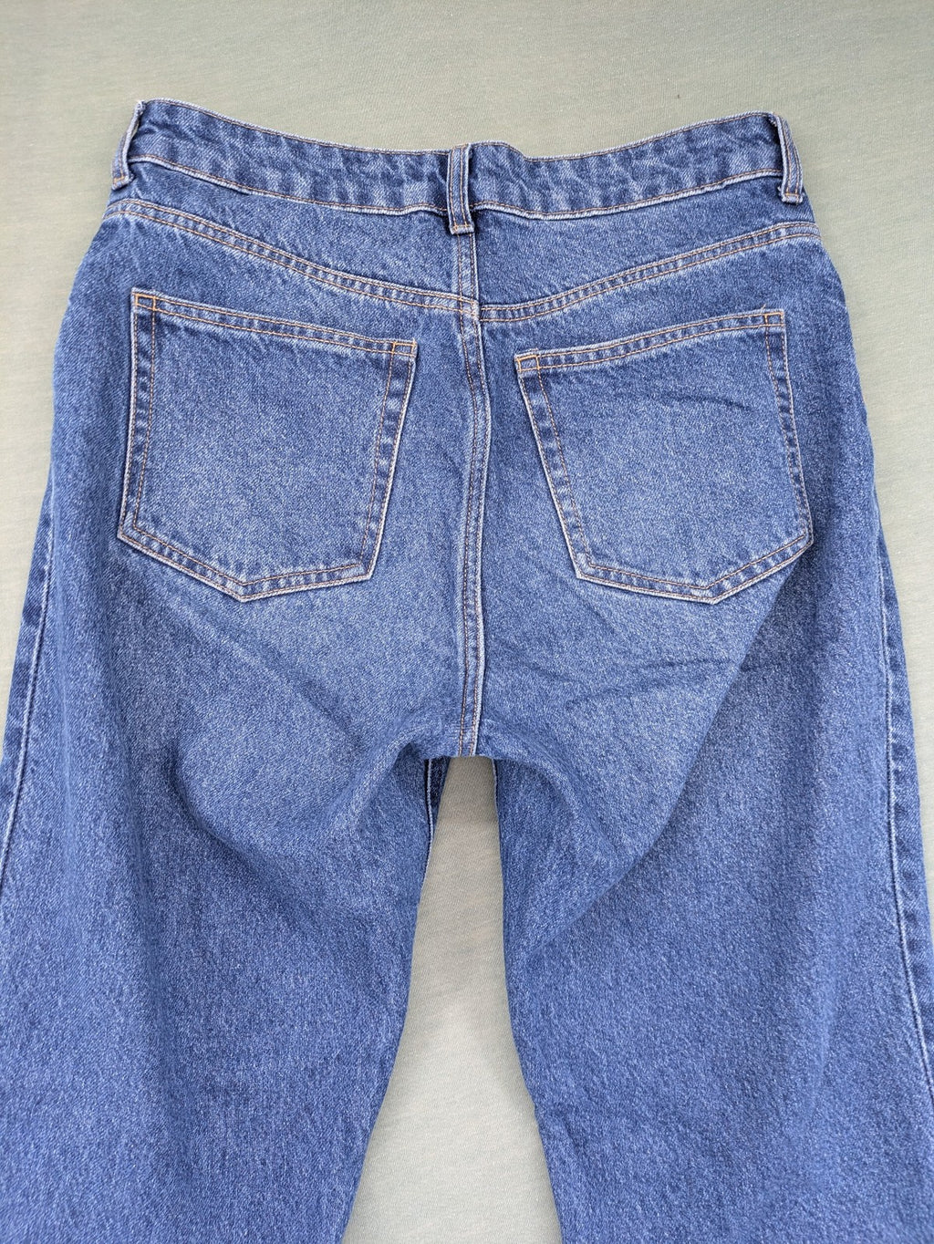 H&M blue straight jeans high rise button fly durable cotton vintage style