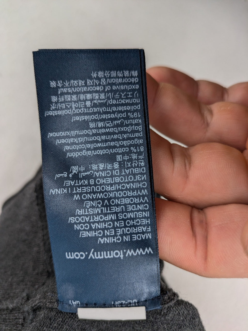Tommy Hilfiger grey turtle neck jumper with embroidered flag logo on chest.