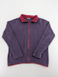 Waschbär pink and purple fleece jacket with red contrast details and high collar.