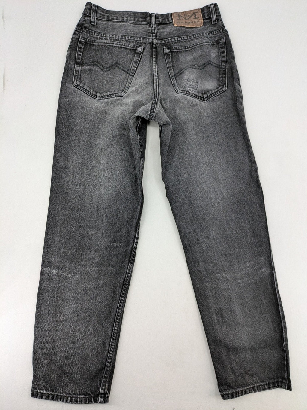 Maverick black straight jeans faded wash with iconic logo on back patch.