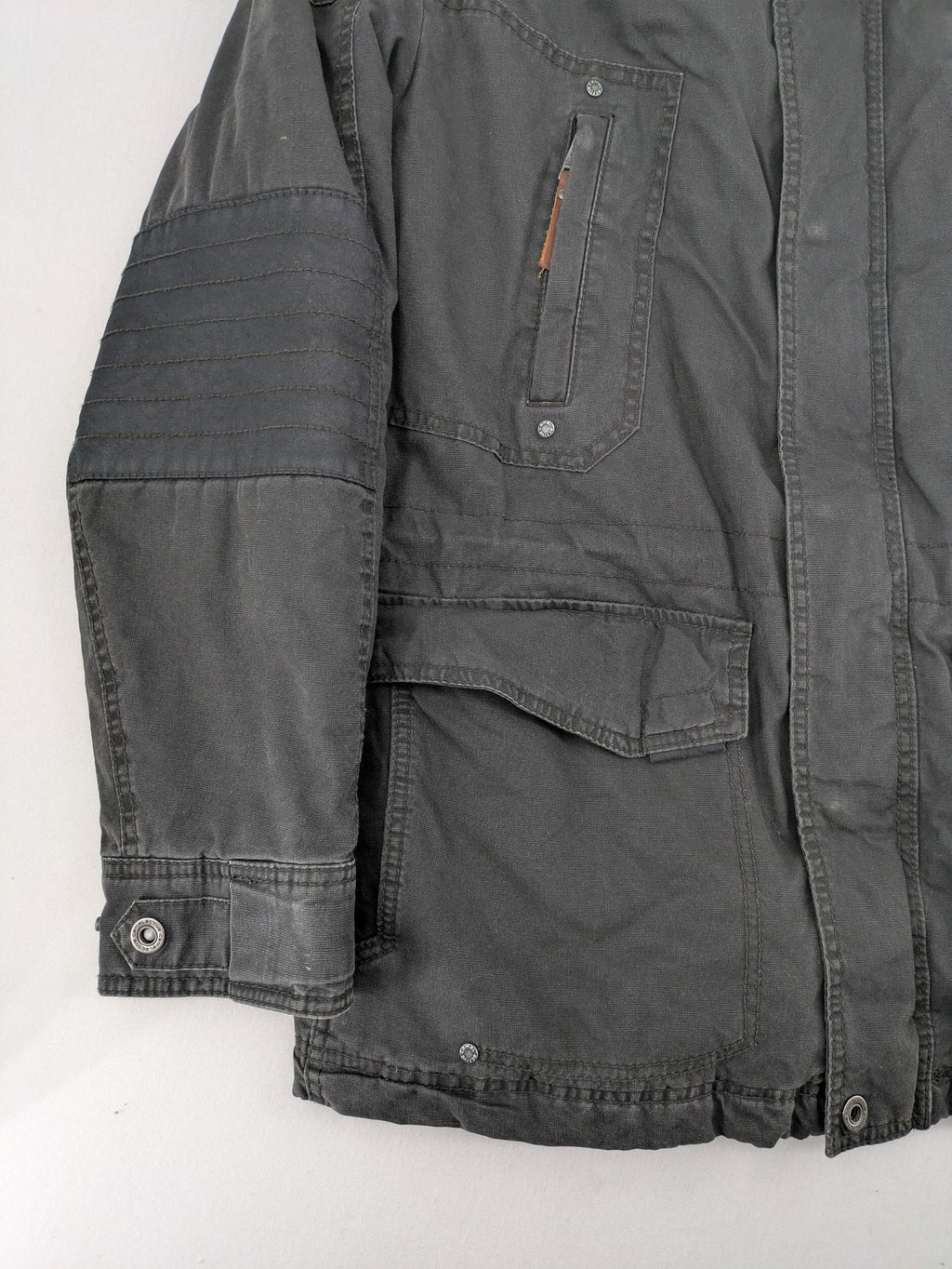 camel active grey field jacket cotton quilted with multiple pockets and stand-up collar