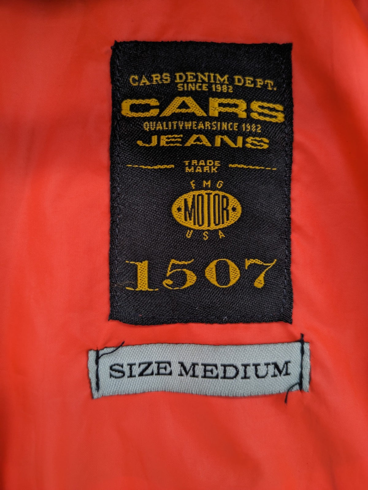 Cars Jeans windbreaker jacket grey orange color block design with logo on chest.
