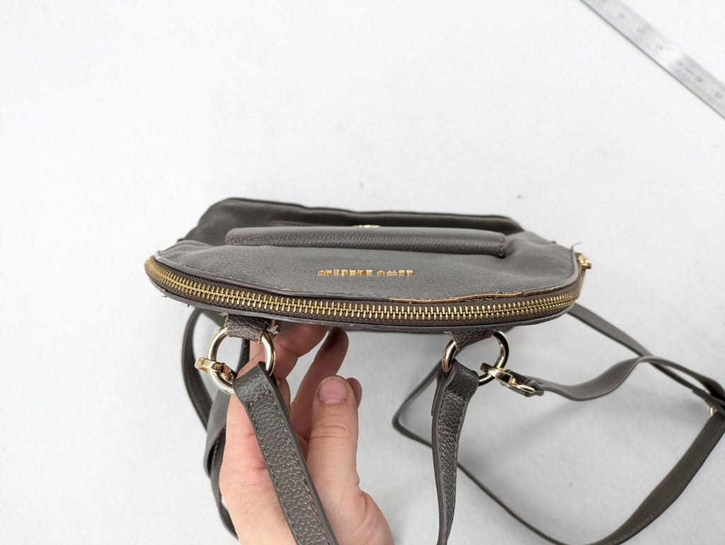 Betty Barclay grey handbag textured faux leather gold metal details adjustable straps