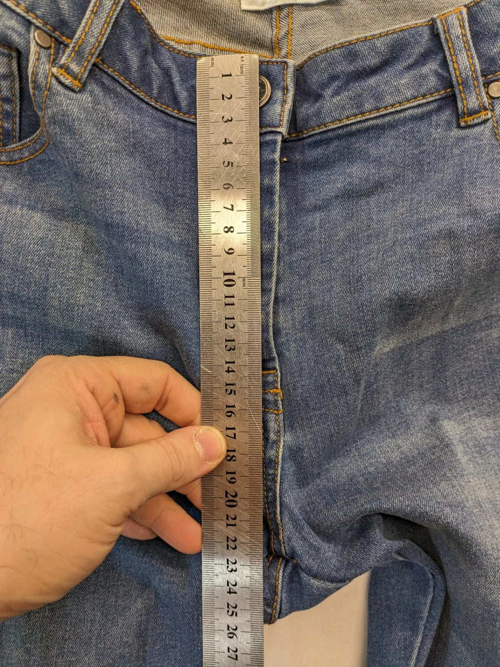 Blue Motion blue straight jeans slim fit with ankle zippers and stretchy material