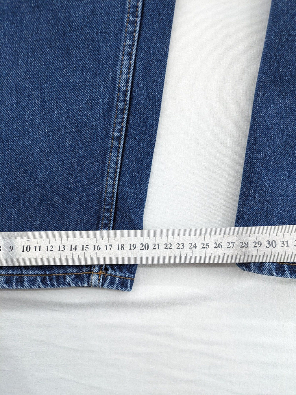 COS blue straight jeans relaxed fit high waist button fly 100% cotton denim.