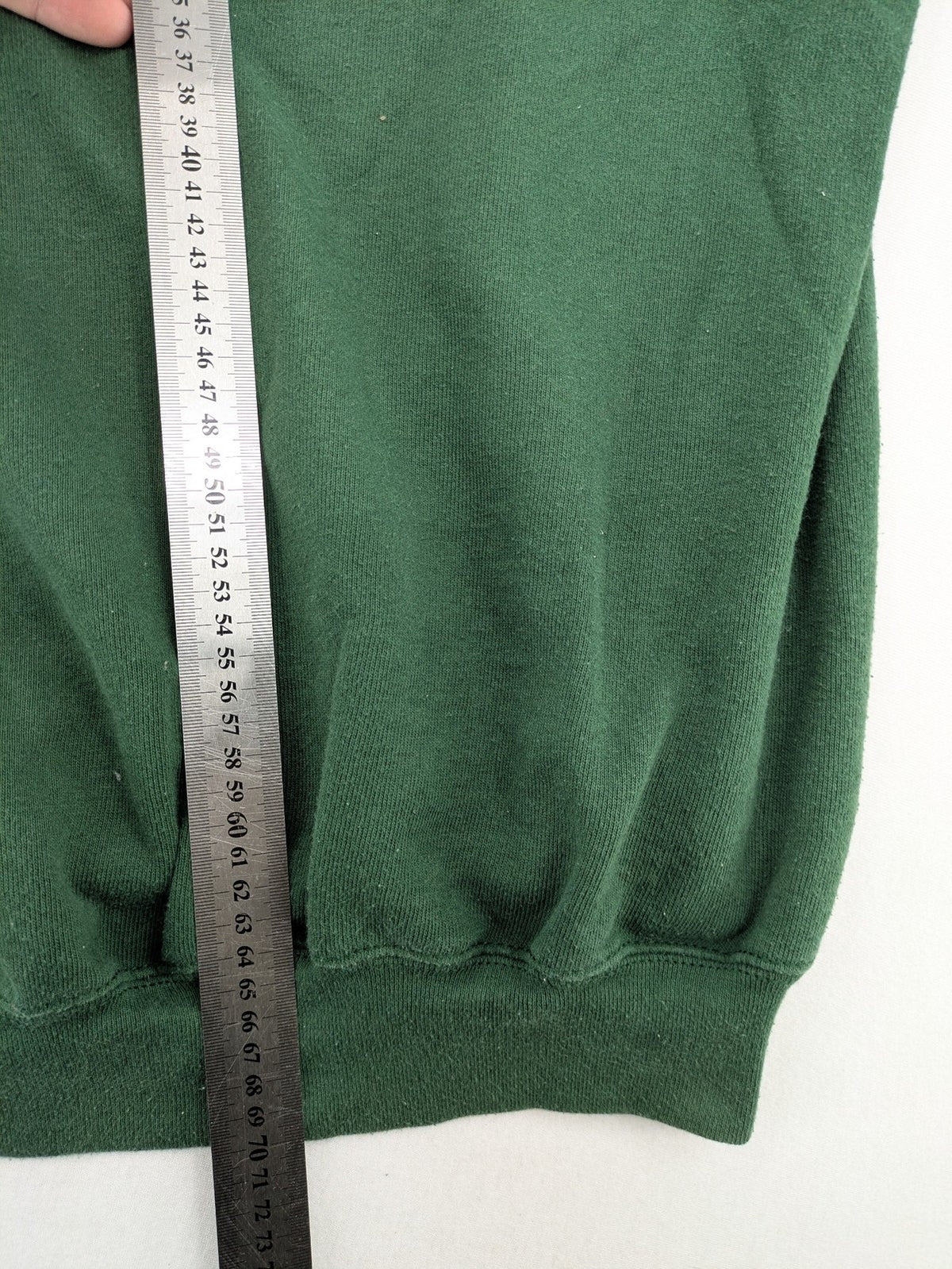 Fruit of the Loom green turtle neck jumper with embroidered Deutschland eagle logo.