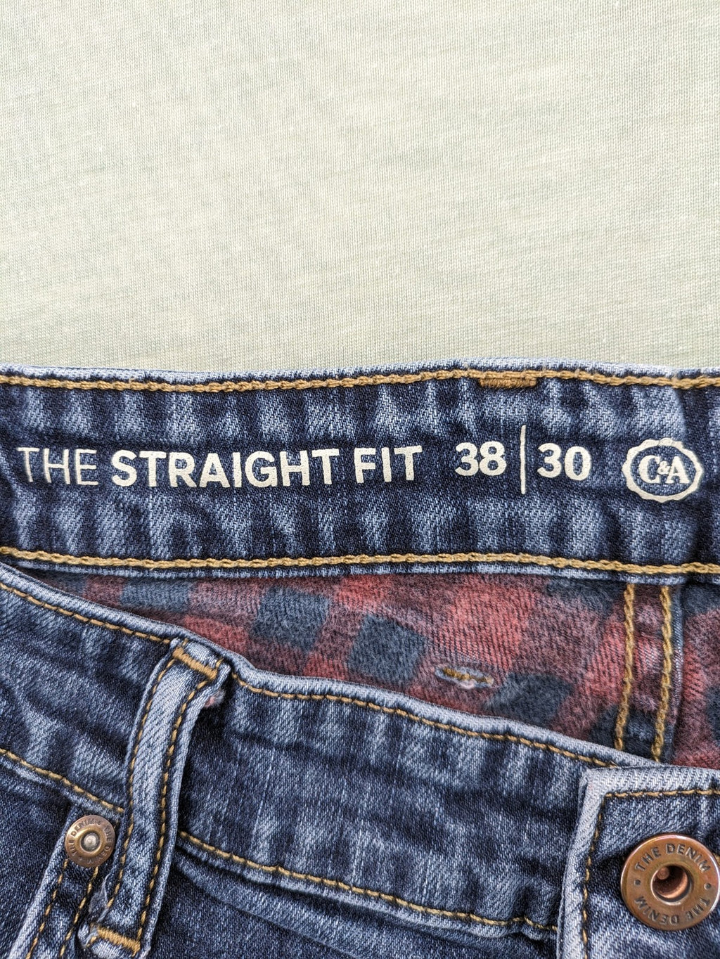 C&A blue straight jeans with thermo lining and classic denim look, W38 L30.