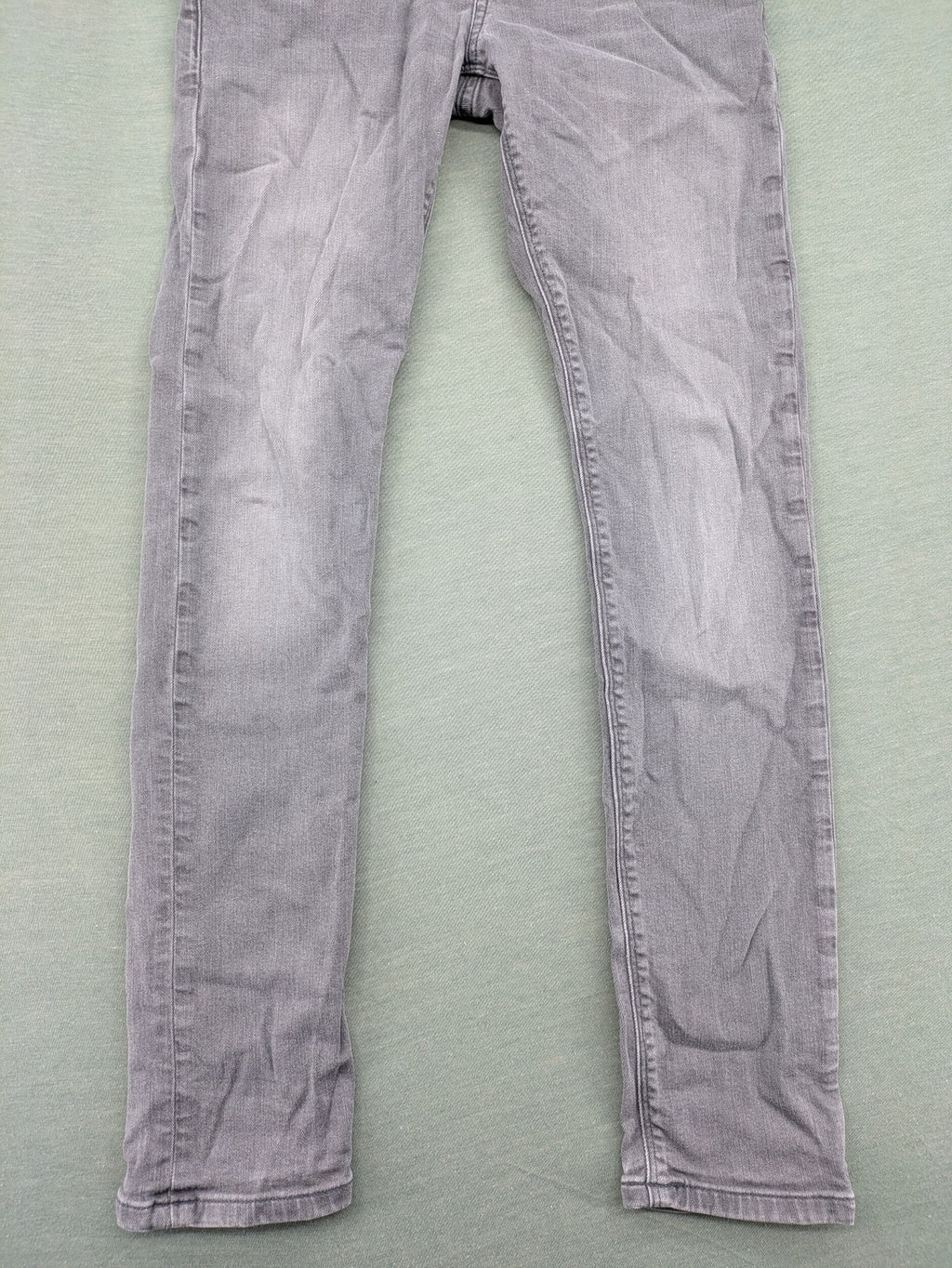 Scotch & Soda grey straight jeans with classic five-pocket design and logo patch.
