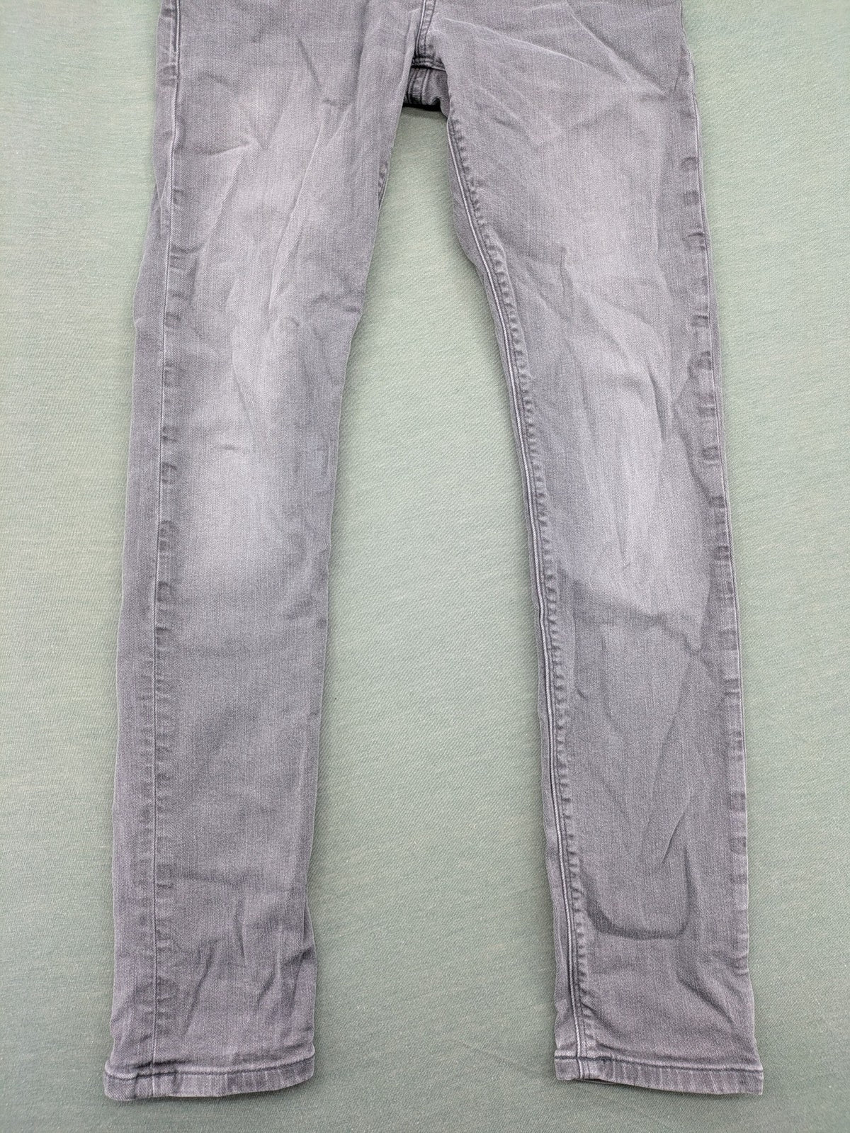 Scotch & Soda grey straight jeans with classic five-pocket design and logo patch.