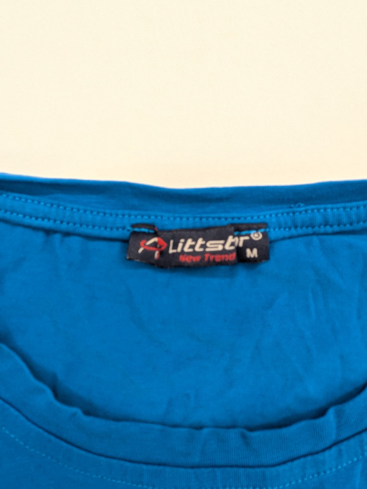 Littstar blue t-shirt cotton blend round neck short sleeves logo patch detail